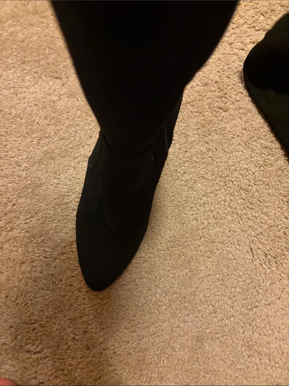 Women's Black Over-the-Knee Heeled Boots with Side Zip